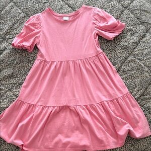 Zara Soft Pink Casual Dress with Puff Sleeves